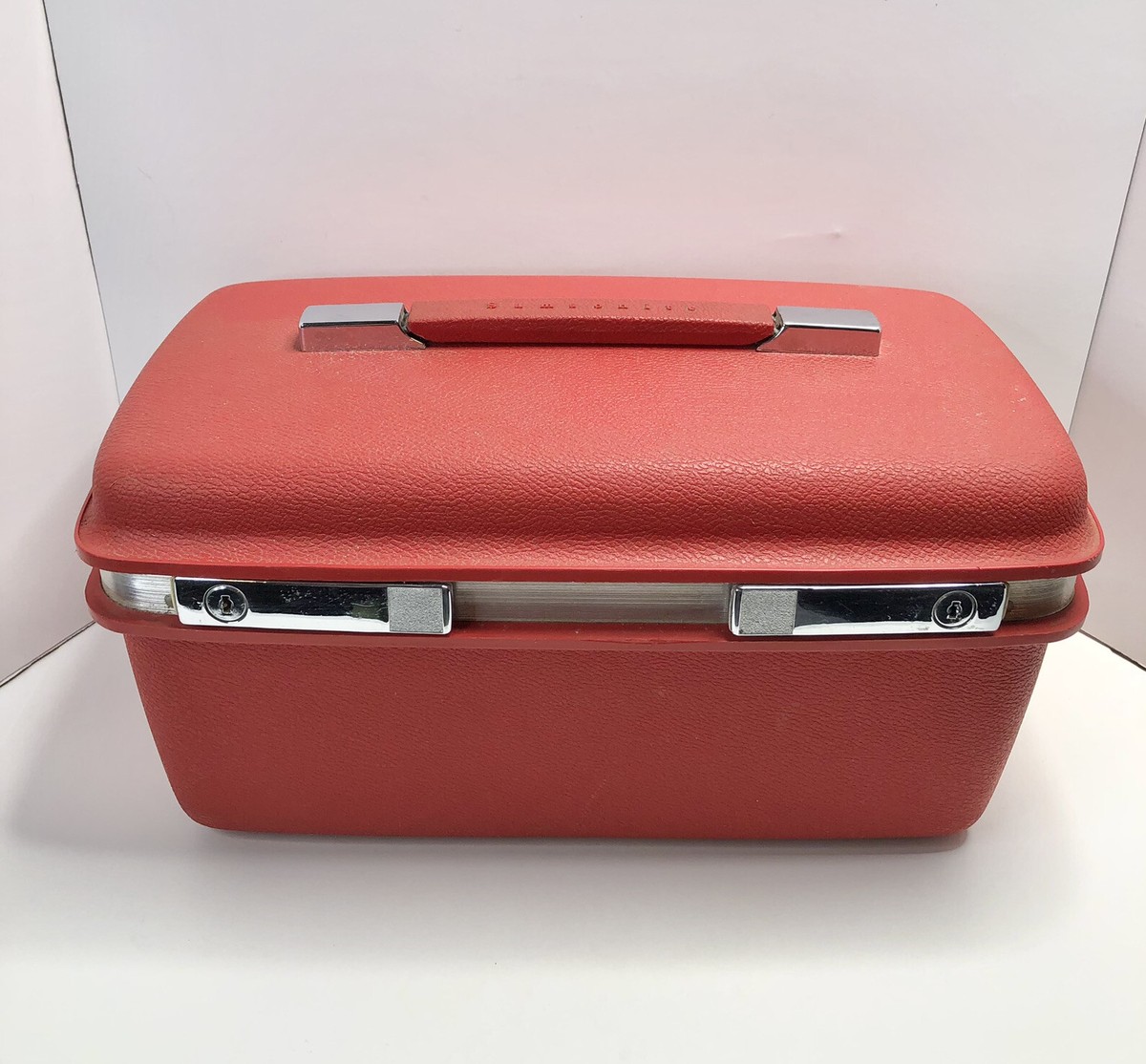 Vintage Red Samsonite Saturn Cosmetic Make-up Train Case