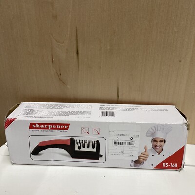 Sharpener RS-168 3-Stage Precision Handheld Kitchen Knife Sharpener Red/Black