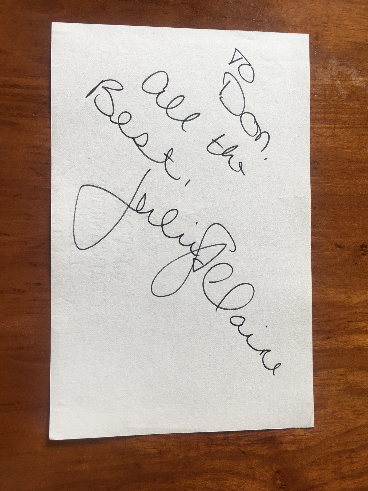 ACTRESS JULIE ST. CLAIRE HAND SIGNED AUTOGRAPHED PAPER "SANTA BARBARA"