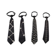 Luxurious Pearls Studded Neck Tie Elegant Necklace Tie for Adult Social