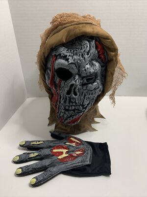 Kid s Ghoul Crypt Creature Skeleton Skull Mask With Shroud & Bandage Gauze