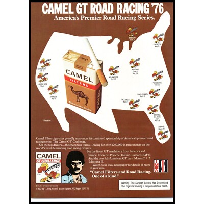 gt one cigarettes 1976 Camel Cigarettes GT Challenge Vintage Print Ad IMSA Race Map Wall Art