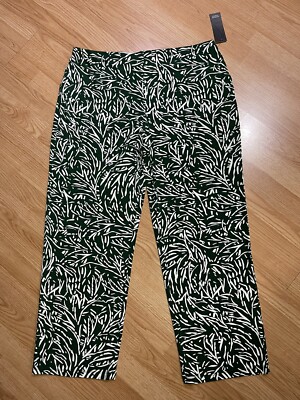 NWT Alfani Elements PLUS Wide Leg Pull On Pants Size 2X Green White Print $69