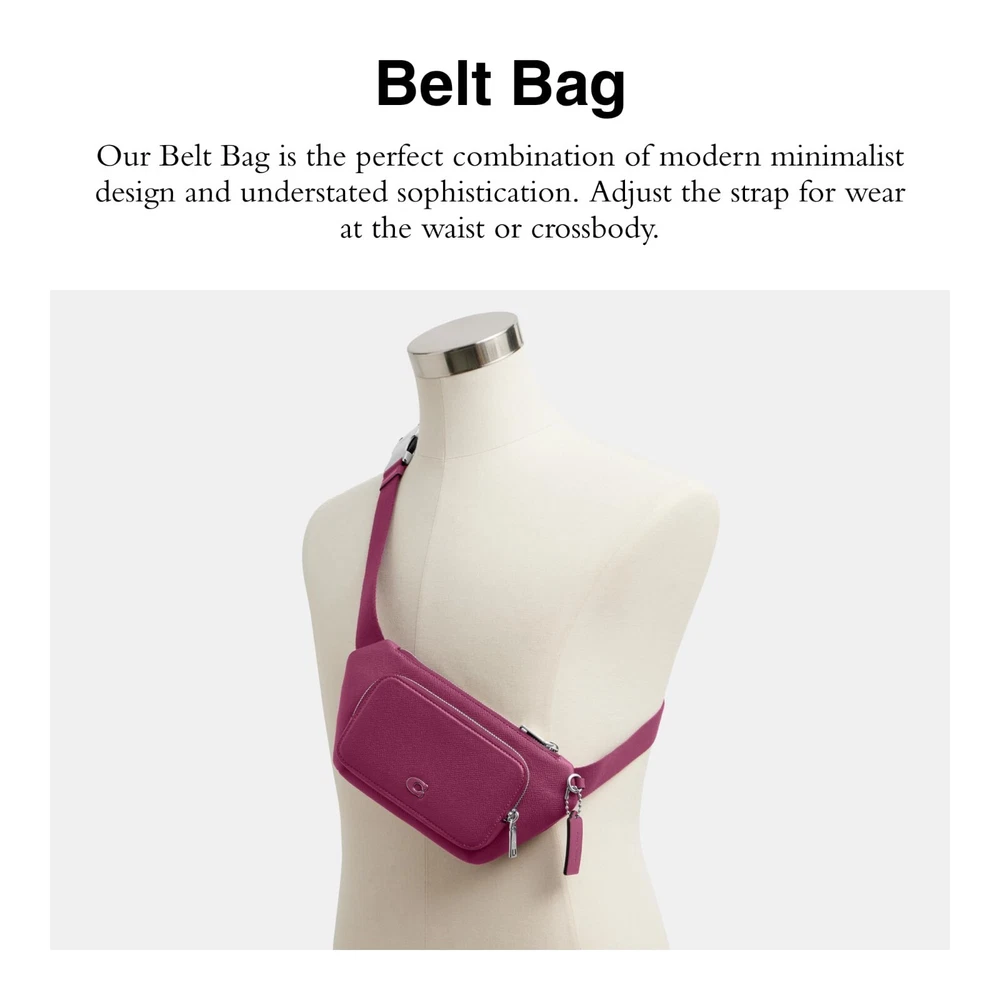 COACH Belt Bag in Crossgrain Leather DEEP Plum Fanny Pack Purse Handbag Dustbag
