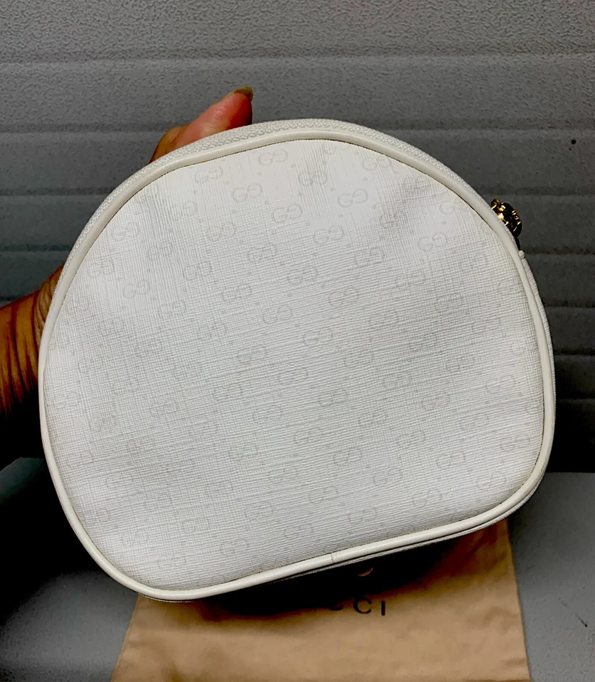 Винтажный GUCCI белый ПВХ GG мини монограмма маленький молнии вокруг мешок - Изображение 2 из 4