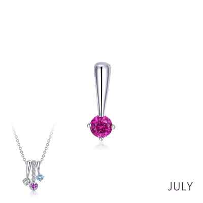 BRAND NEW Lafonn Platinum Plated Ruby July Birthstone Love Pendant  BP004RBP00