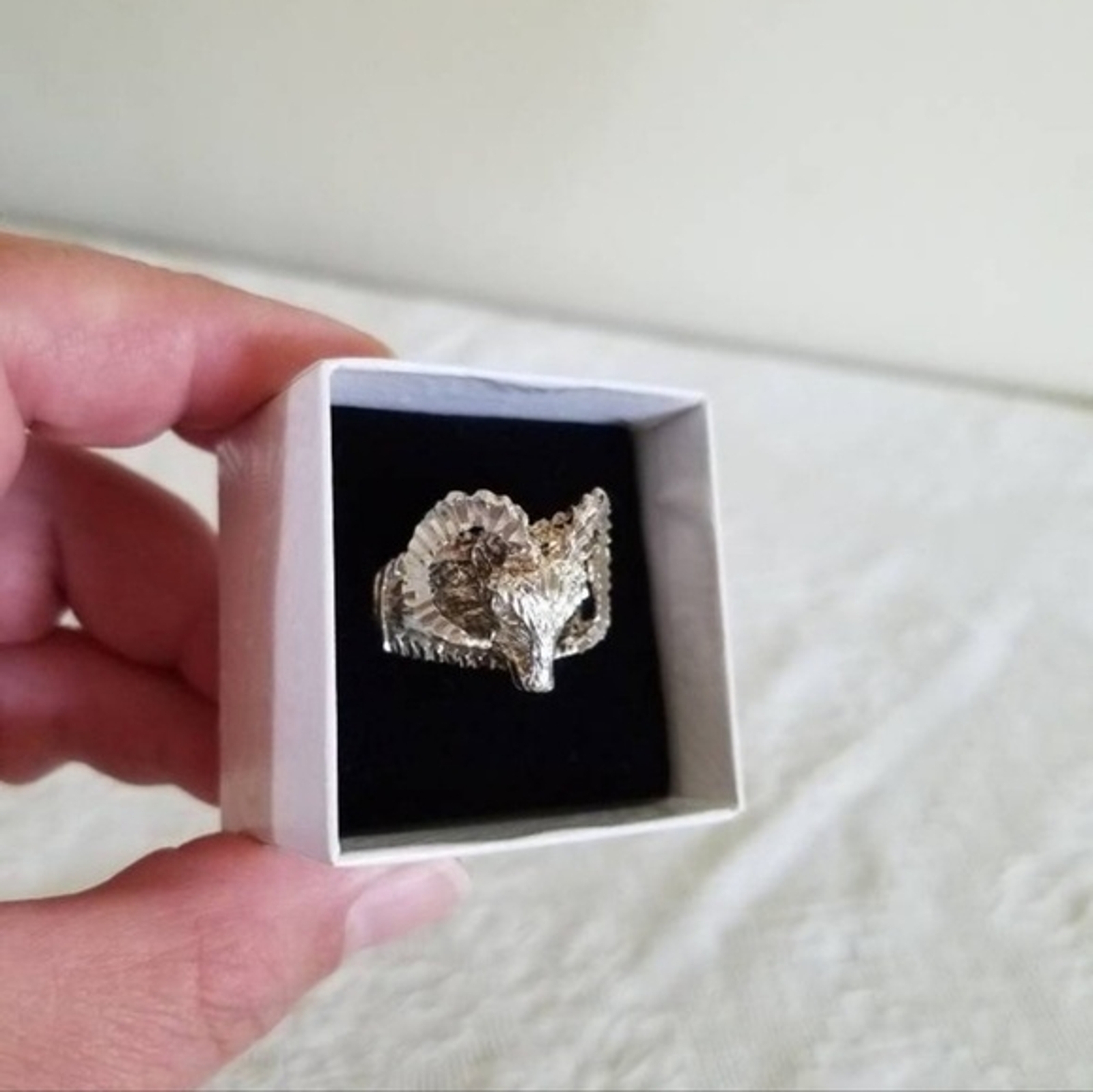 Sterling Ram Statement Ring - image 2