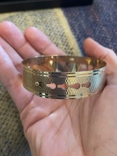 Gold Front and Back Bracelet Bangle 9ct Stamped Fidelity buckle vintage rare