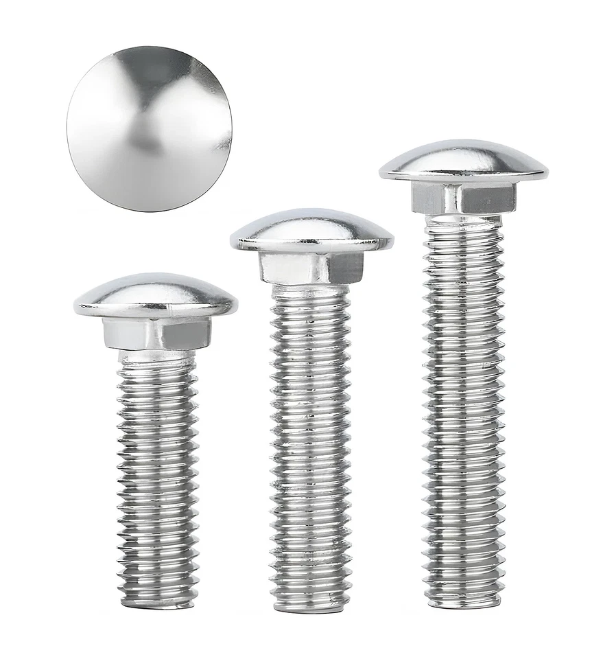 VITI M6 PERNI BULLONI IN ACCIAIO INOX TESTA TONDA QUADRO SOTTO TESTA 5732 DIN603 - Immagine 4 di 4