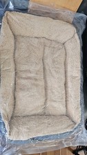 Plush Pet Bed Cushion Fleece Beige Dark Grey Soft Dog Cat Bed