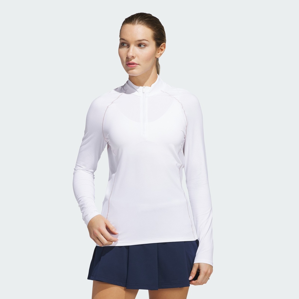 adidas women Ultimate365 Solid Quarter-Zip Mock Polo Shirt