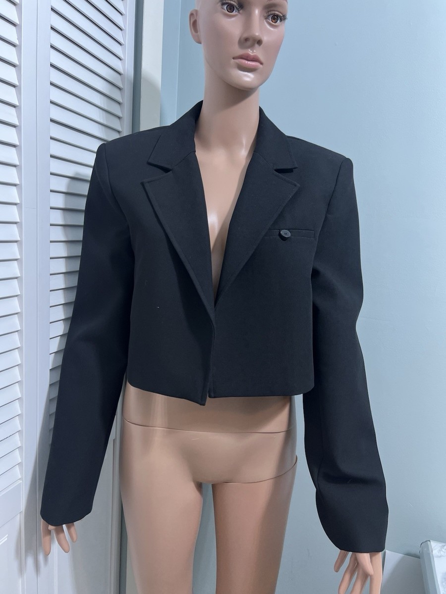 New ZARA Women Cropped Blazer Jacket Black size L