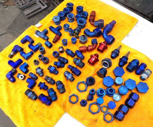 Assorted lot of 85 Russell AeroQuip 8AN 10AN 12AN NPT Plugs MISC Hose Fittings