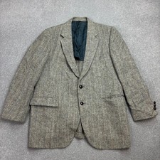 Harris Tweed Jacket Adult 43R Grey Country Hunting Outdoor Weave Blazer Mens