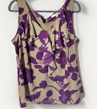 LOFT XL Sleeveless Floral Ruffle Tie Blouse T...