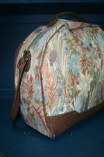 Vintage St Michael Floral carpet vinyl trim shoulder strap hand weekend bag