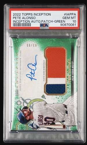 2022 Topps INCEPTION Pete Alonso PSA 10 AUTO PATCH JERSEY SP Card /99