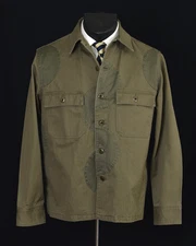 Studio D'Artisan O△X Polka Dot Patchwork Herringbone Military Jacket -XL- Olive