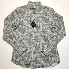  298 New EMANUEL BERG Jersey Knit Stretch Shirt Men's M/L 16 EU 41 Green PAISLEY