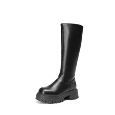 Knee High Boots, Comfortable Chunky Platform Round-Toe Side Zip Boots for Wom...