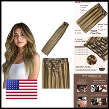 Clip in Hair Extensions 120g 7pcs 20in Chocolate Brown to Light Blonde 4/27
