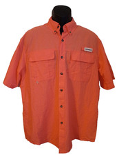 New Mens Magellan Fish Gear Sz Med. Laguna Madre Vented Fishing Shirt Coral S/S