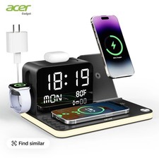 Acer 7 in 1 Wireless Charging Station Charger with Clock, LED Night Light