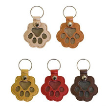 Pets Hair Memorial Keepsake Keychain PU Leather Dog Cat Storage Pouch Bag Charm