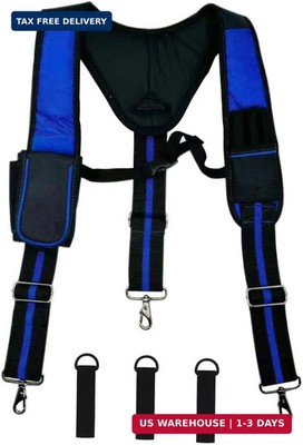 Heavy Duty Tool Belt Suspenders for Men 3 Point Padded Suspenders with Attachmen