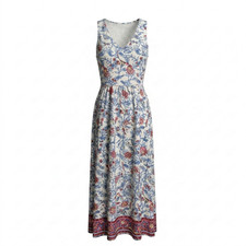 J.Crew Halter Maxi Dress Sz 12 Floral Tiered Tassels Coastal Cottage Resort Wear
