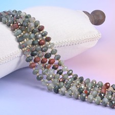 African Bloodstone Faceted Rondelle Beads 6x10mm Jewelry Making 15.5 Inch Strand