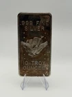 Beautiful 10 OZ .999 Fine SILVER BAR, 1979 APM, RARE Vintage Eagle & Flag  LOOK!