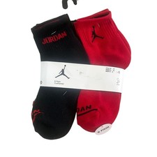 Jordan Ankle Socks Kids M Black Red White Grey New 6 Pack Cushioned