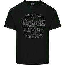 Vintage-Año-62º-Cumpleaños-1963-Hombre-Ligero-Algodón-Camiseta-Negro