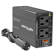 400W Car Power Inverter - Dual DC 12V to 110V AC Car Plug Adapter BLACK
