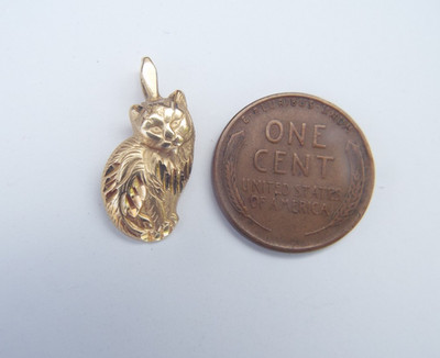 Vintage 14k Gold CAT Pendant by Michael Anthony Necklace Kitten Kitty Charm 1.1g