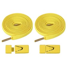 No Tie Shoelaces with 2 Metal Triangle Buckle Clips, 1Pair  Yellow
