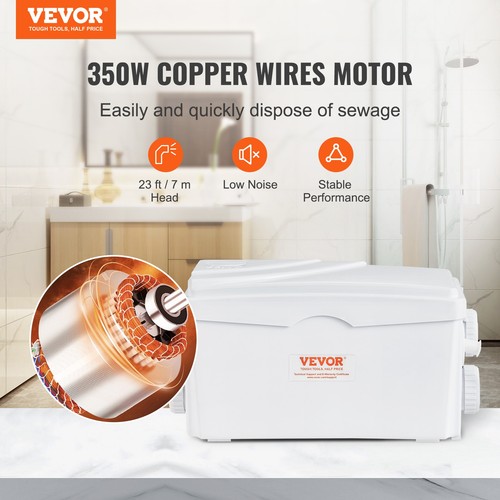 VEVOR Pompe macératrice eaux usées sanitaire évier 350 W avec 3 entrées d'eau - Imagen 2 de 12