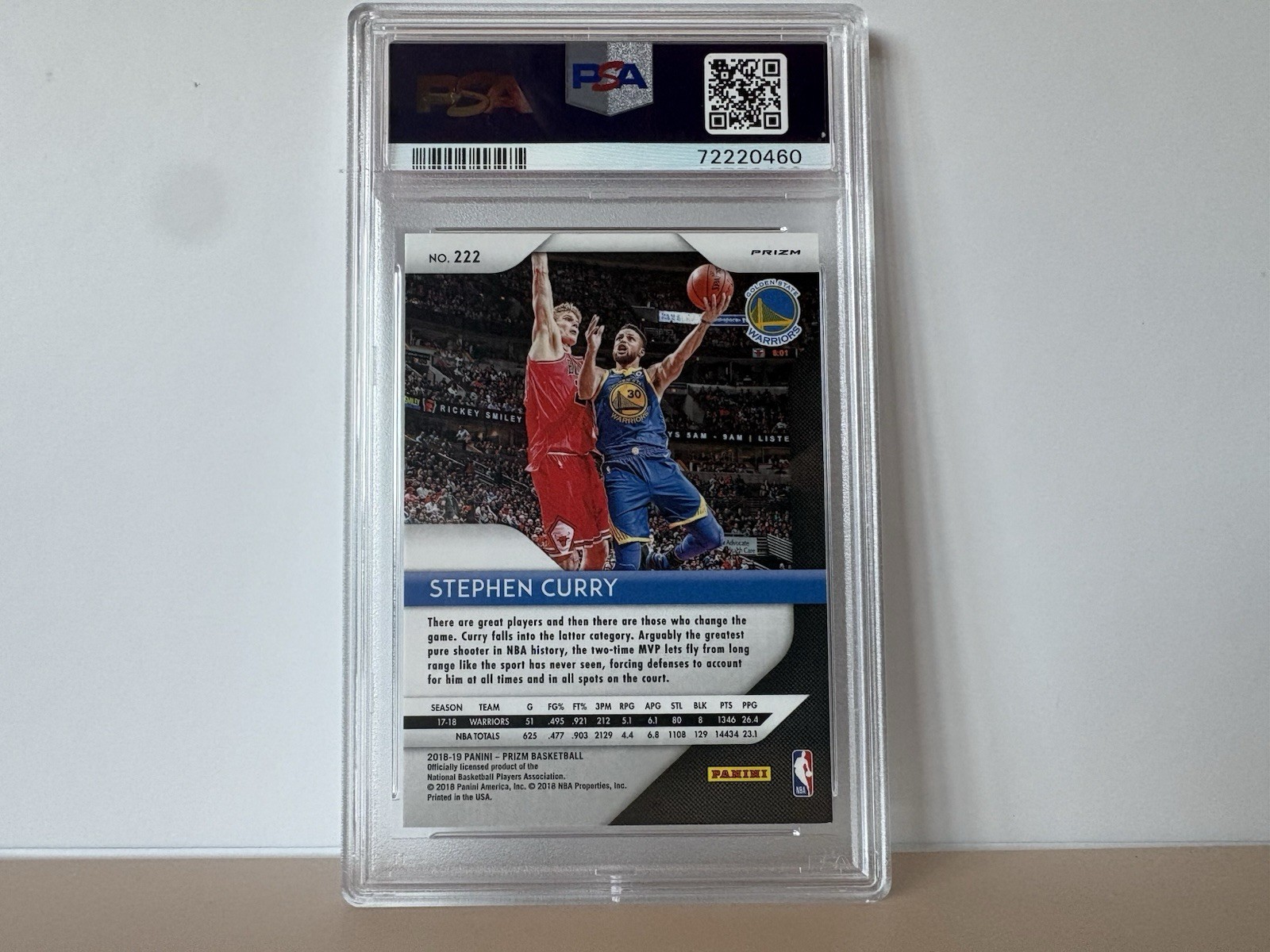 Stephen Curry - 2018-19 Panini Prizm - #222 Green Prizm PSA 9 view 4