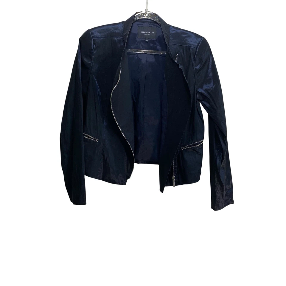 Blazer Lafayette 148 para mujer 8 azul marino medianoche manga larga dinero antiguo negocio Foto 3 de 4