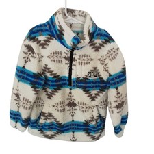 BinkyBro Kids Sherpa Fleece Pullover Aztec Pattern Quarter Zip Size 6T