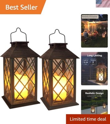 Elegant Solar Lanterns - 2 Pack | Waterproof Flickering LED Lights for Outdoors