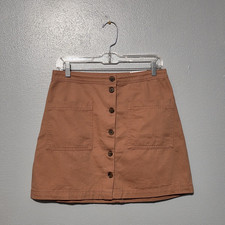 Old Navy Womens Size 6 Tan Button Front Mini Skirt Pockets Utility Cotton NWT
