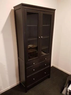 Ikea Hemnes Glass Door Cabinet With 3 Drawers Black Brown Ikea Hemnes Glass Door Cabinet With 3 Drawers Black Brown