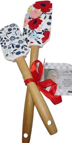 Dolly Parton, blaue Blumen und rote Mohnblumen Spatel Set - Bild 1 von 6