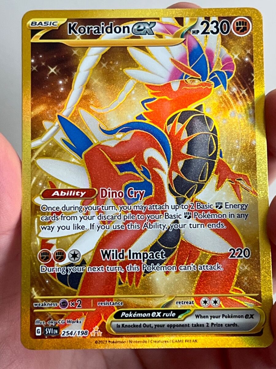 Pokemon Koraidon EX Gold Full Art Secret Rare 254/198 Scarlet and Violet