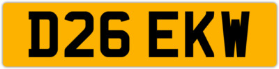 DEREK DELS DEEK DELBERT DERIK 3X3 PRIVATE REGISTRATION CAR NUMBER PLATE D26 EKW