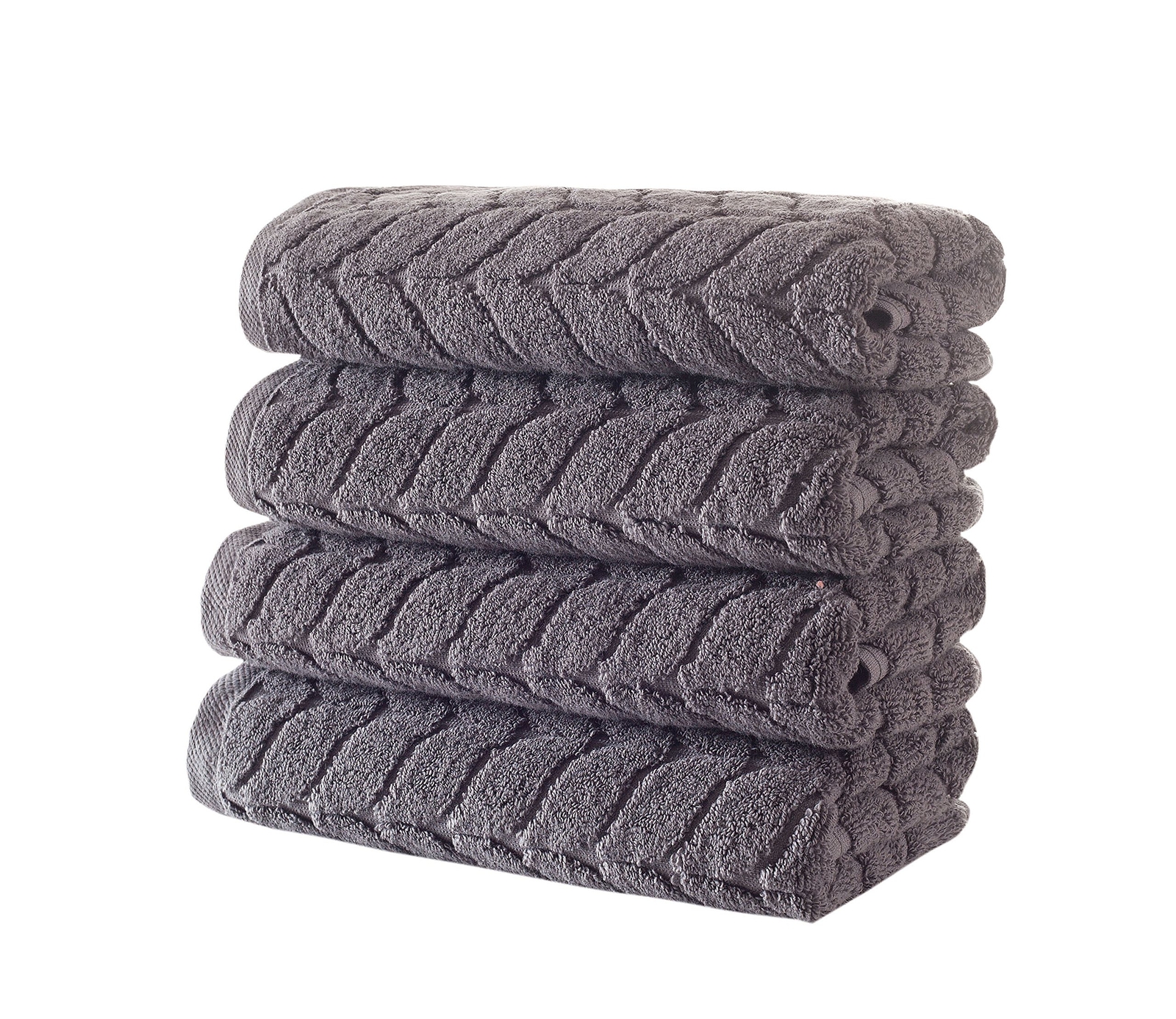 Soft Plush Turkish Bath Towels Set 4-Piece Quick Dry Jacquard Grey