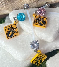 1pc Pregnancy Belly Ring BABY ON BOARD 1" Bio Flex Maternity Navel 14g