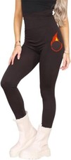 Ladies Brown High Waist Tummy Control Winter Warm Thermal Fleece Lined Leggings